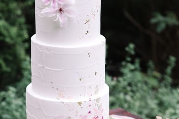 white floral wedding cake