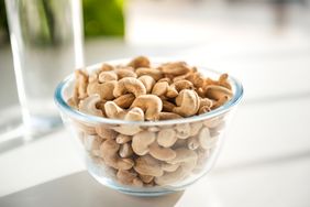 glass bowl of cashews