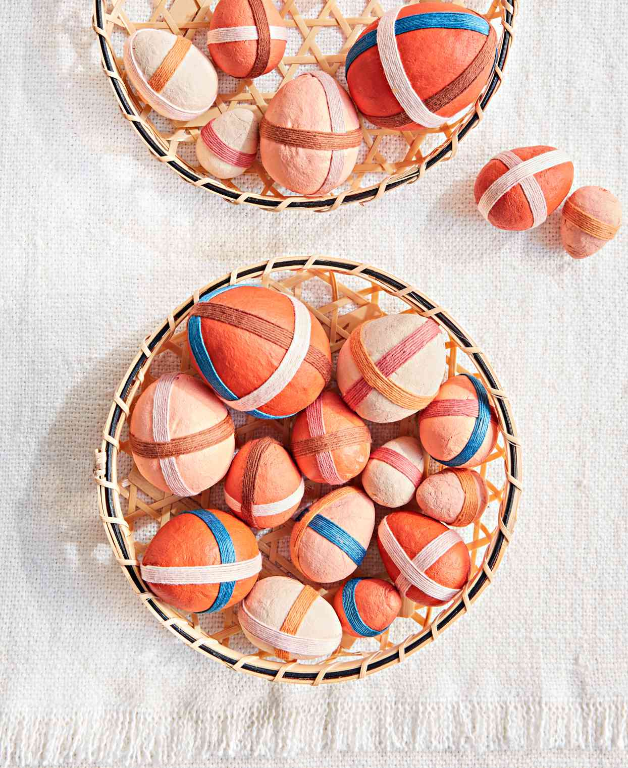 basket spun cotton eggs