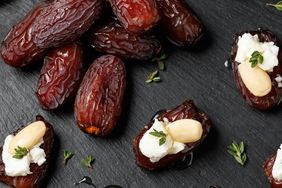 Stuffed Medjool dates with goat cheese, almonds and honey.