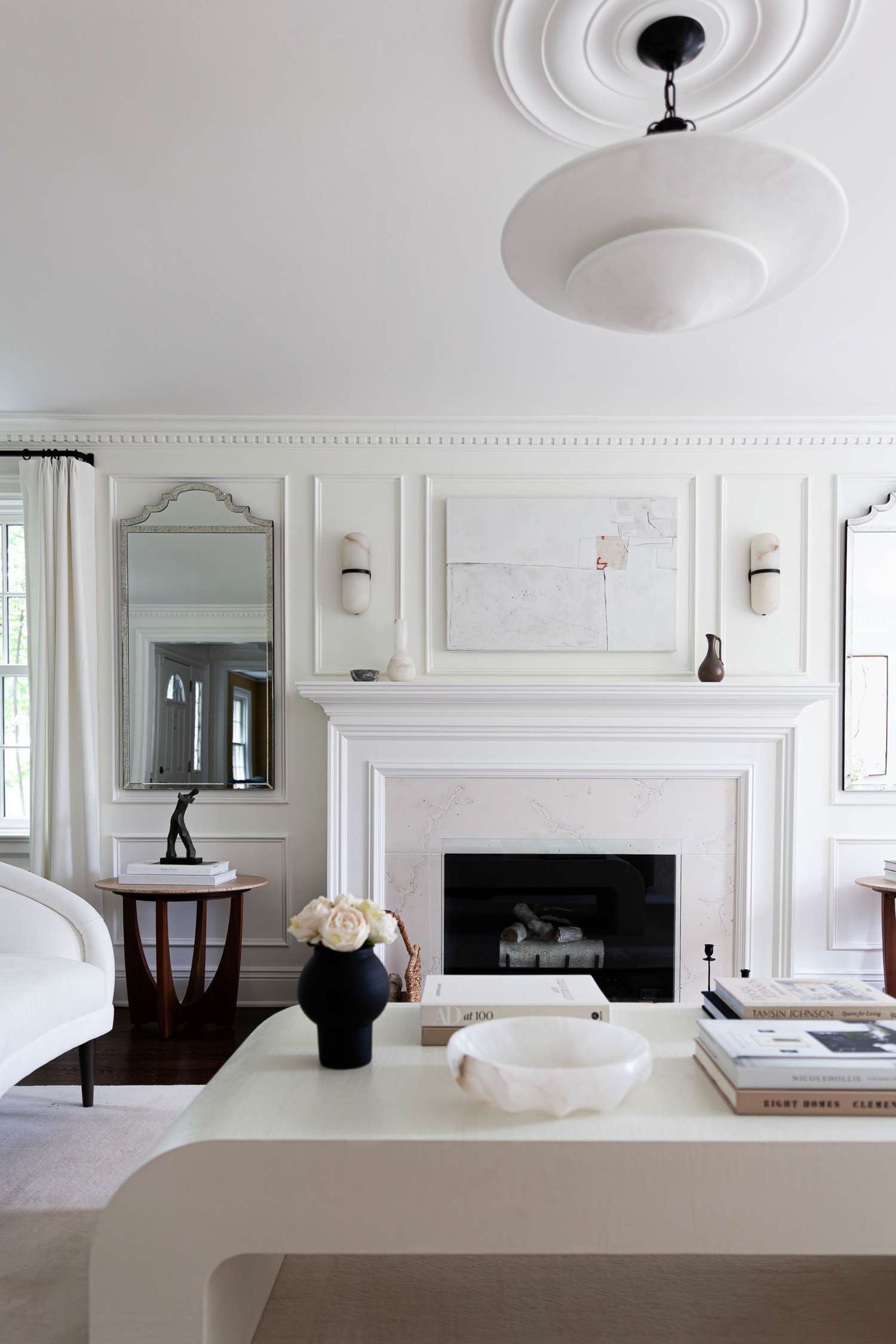 white etched crown molding
