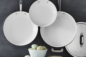 Ceramic non-stick cookware hanging 