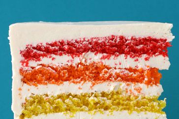 Rainbow cake with frosting