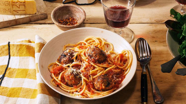 Spaghetti and Eggplant "Meatballs" recipe