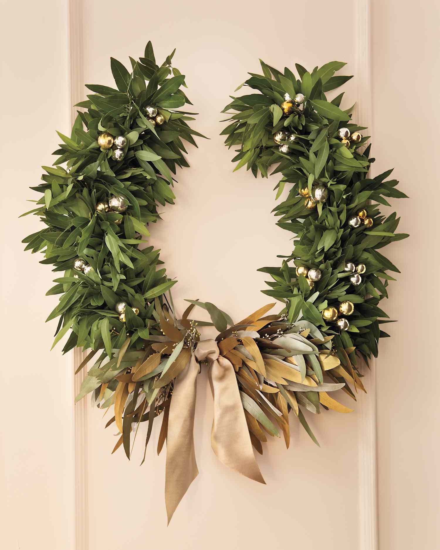 metallic laurel wreath