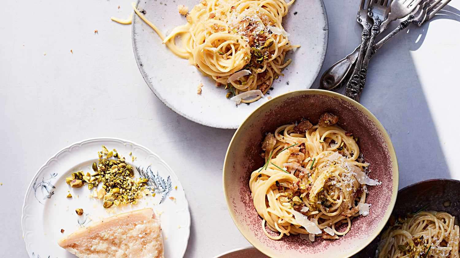 creamy lemon pasta with pistachios