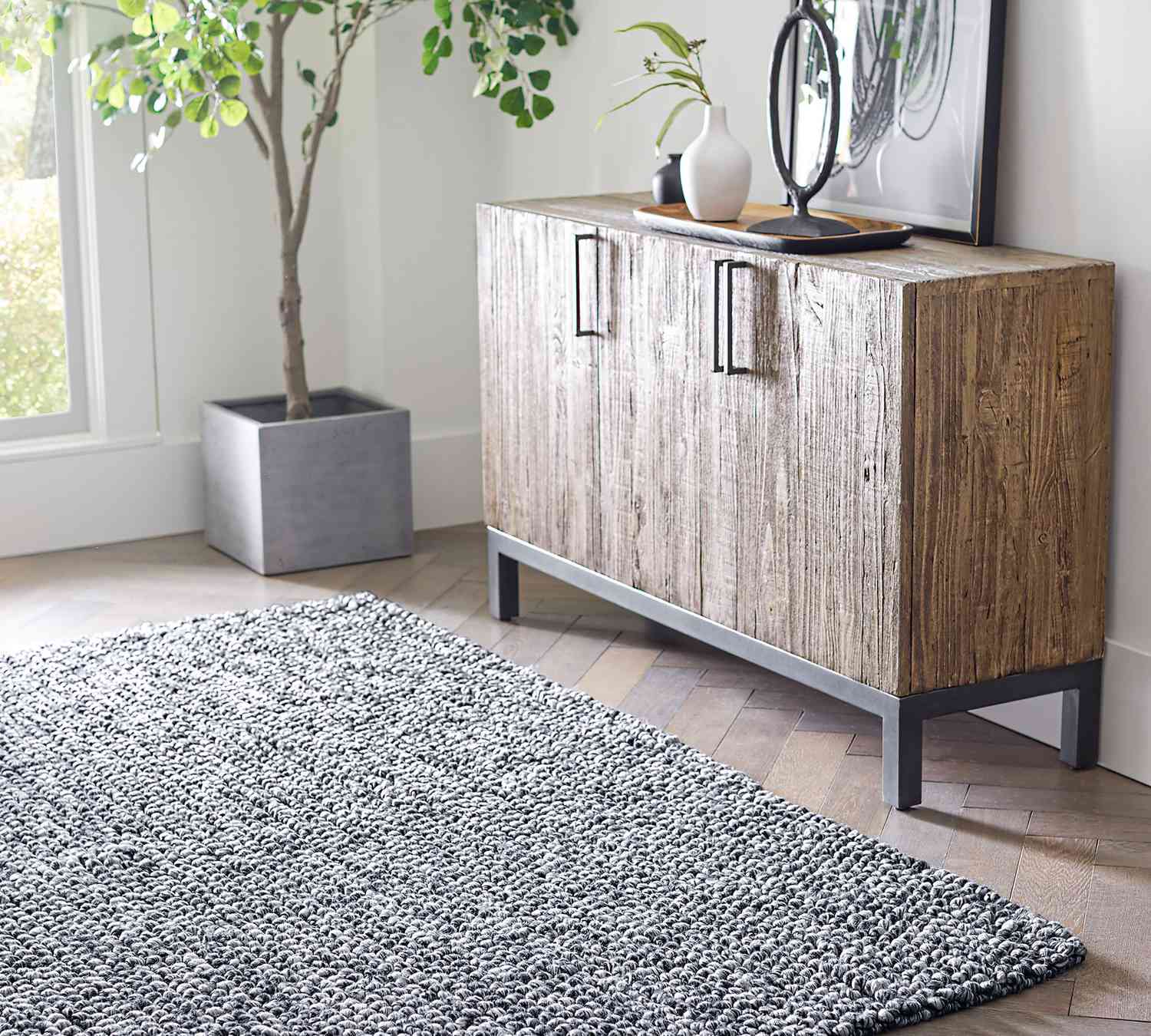 Handwoven textured rug