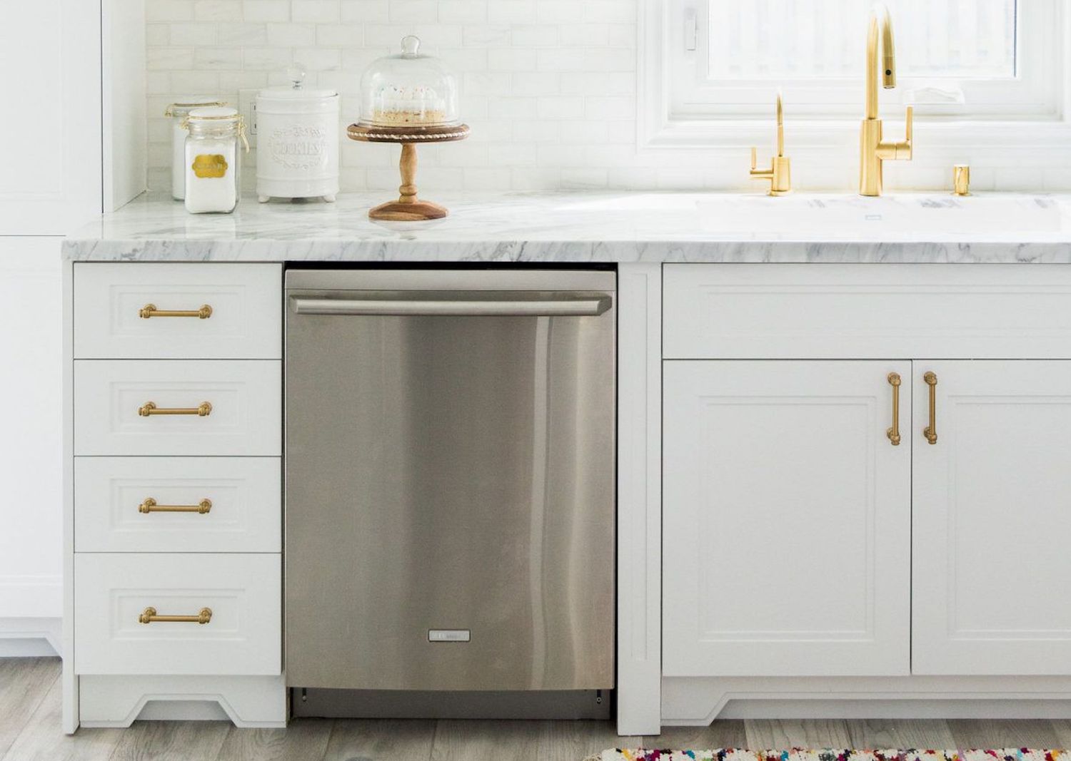 Kitchen with stainless steel dishwasher