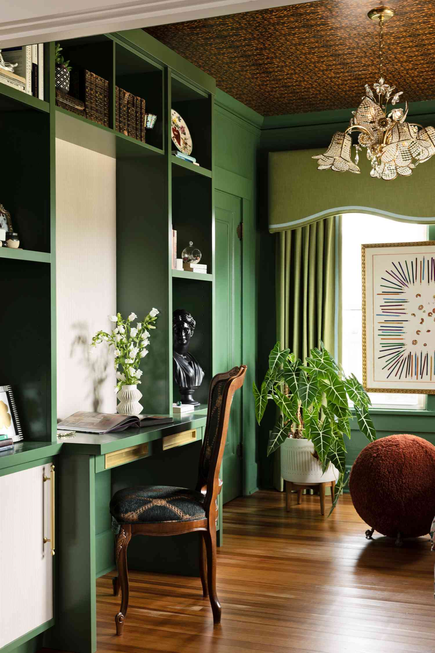 Wallpapered Built Ins