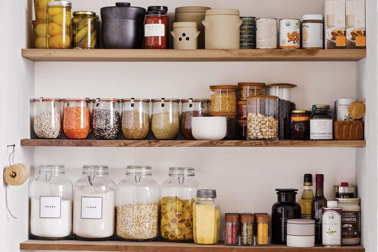 Organized pantry shelves