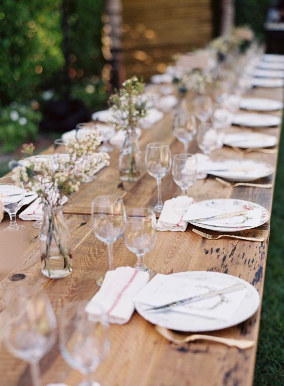 rustic wedding centerpieces minimal clear vase wildflowers