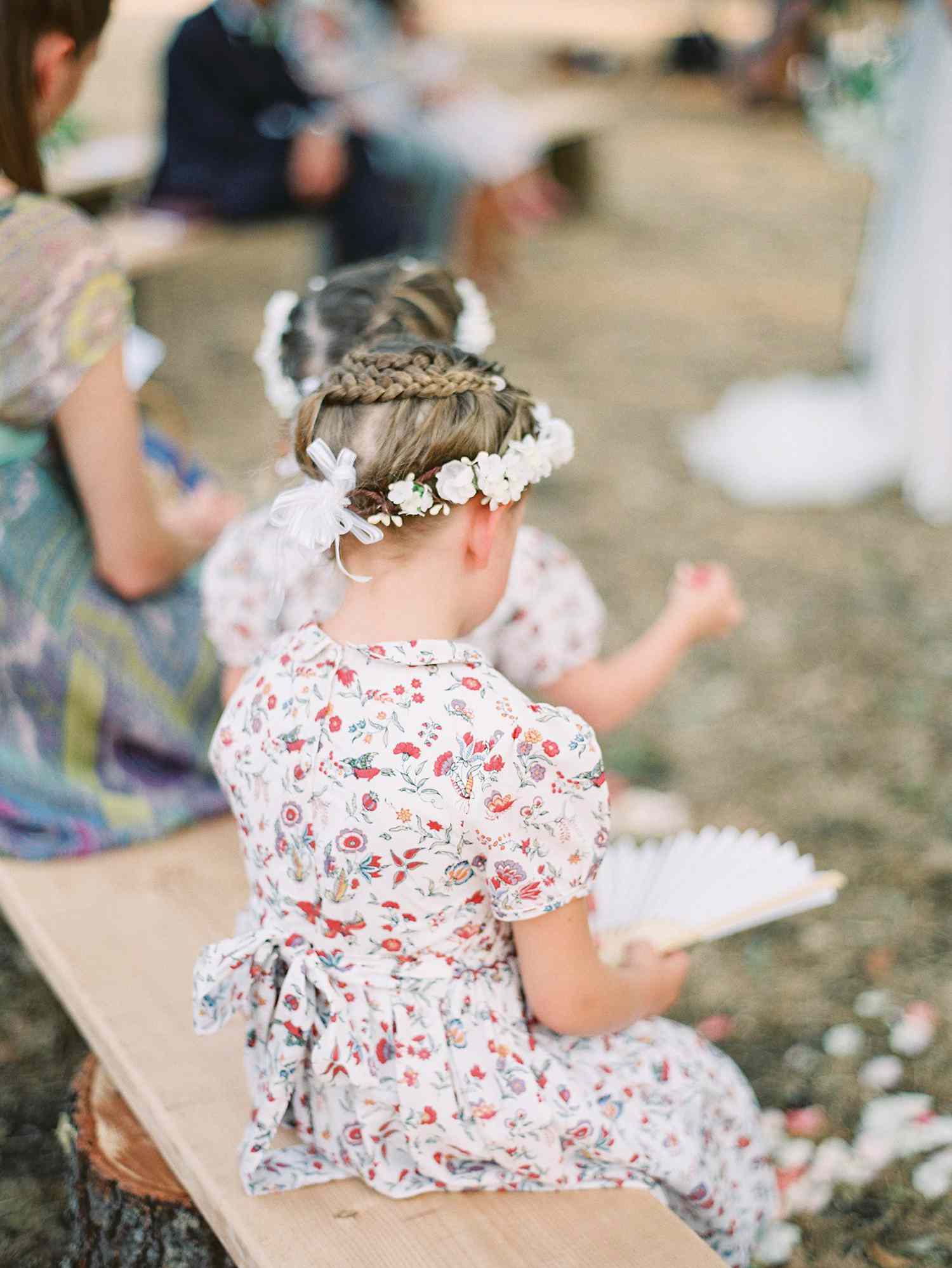 Flower Girl Hairstyle Crown Braid Updo with Flower Crown