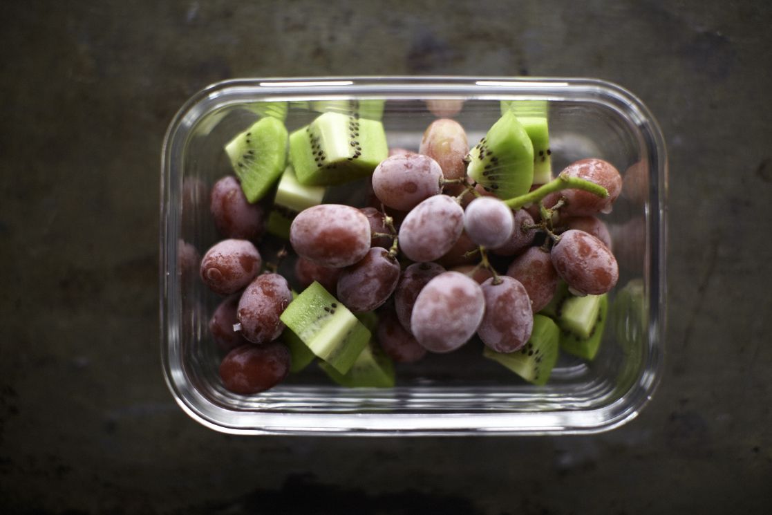 frozen grapes and kiwi