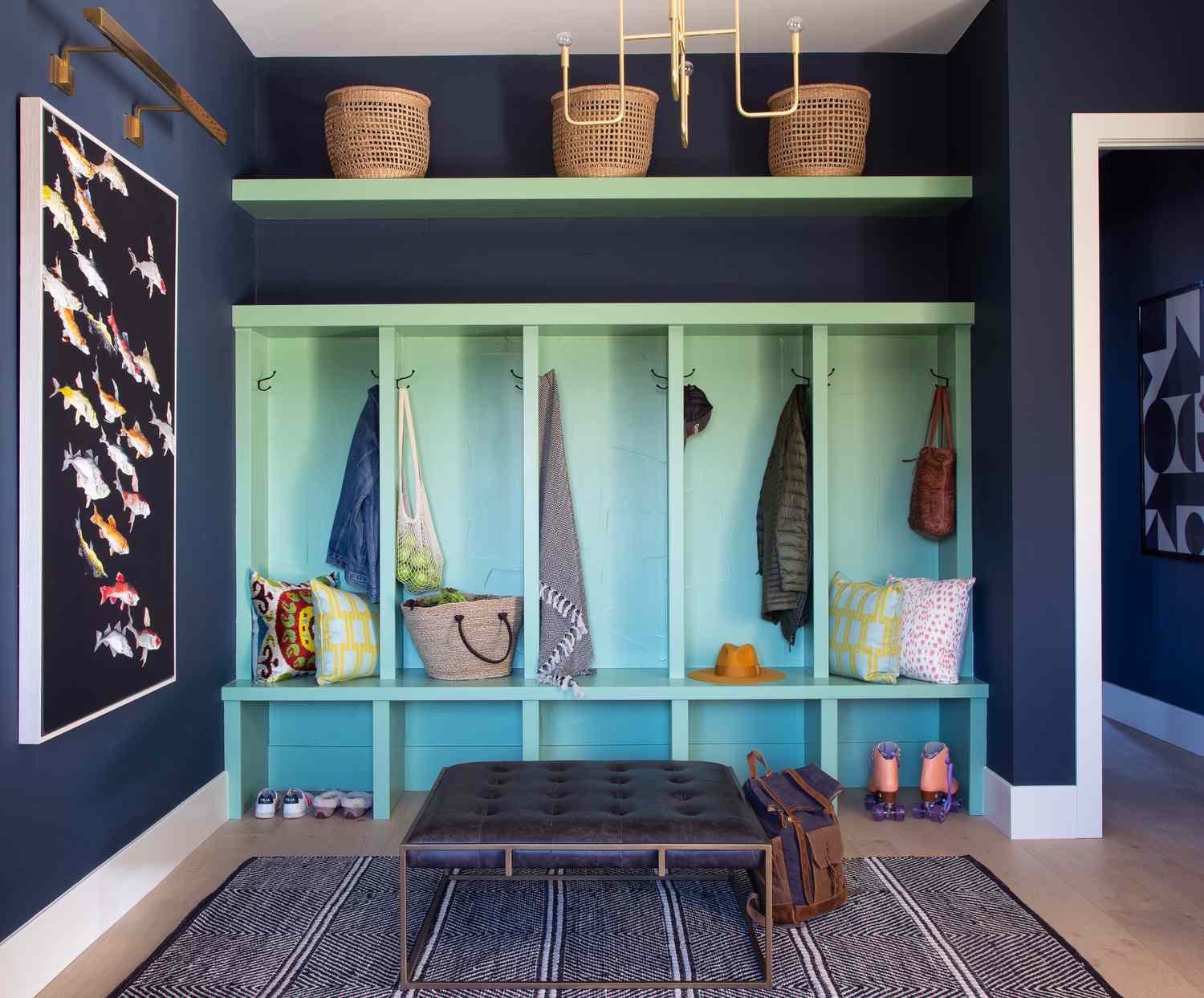 colorful mudroom idea