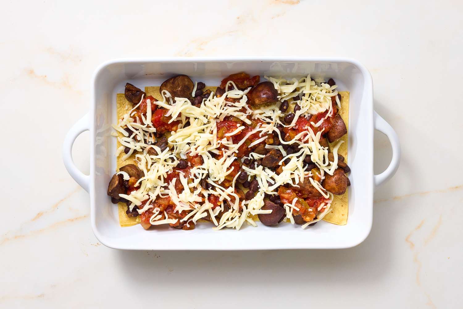 Mushroom and Black Bean Tortilla Casserole 