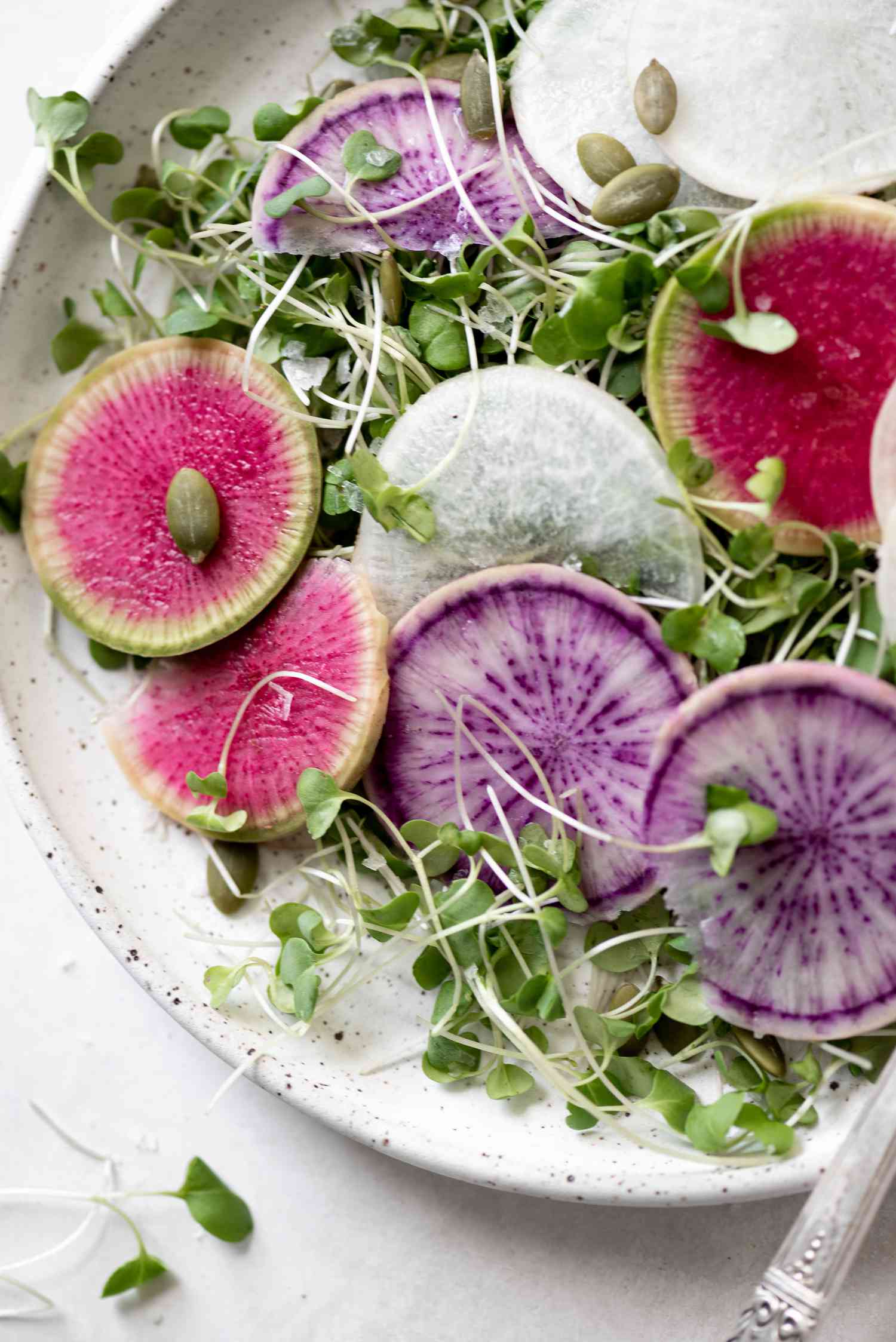 Radish Salad with Micro Greens and Pumpkin Seeds