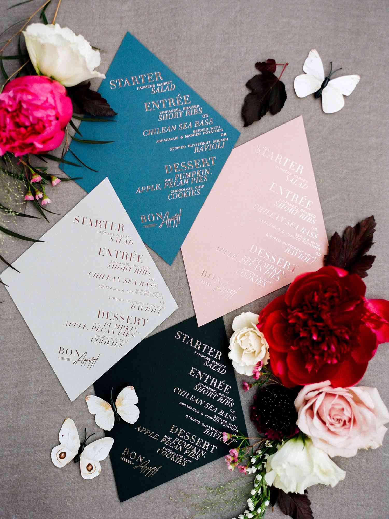 kiersten ruairi wedding menus