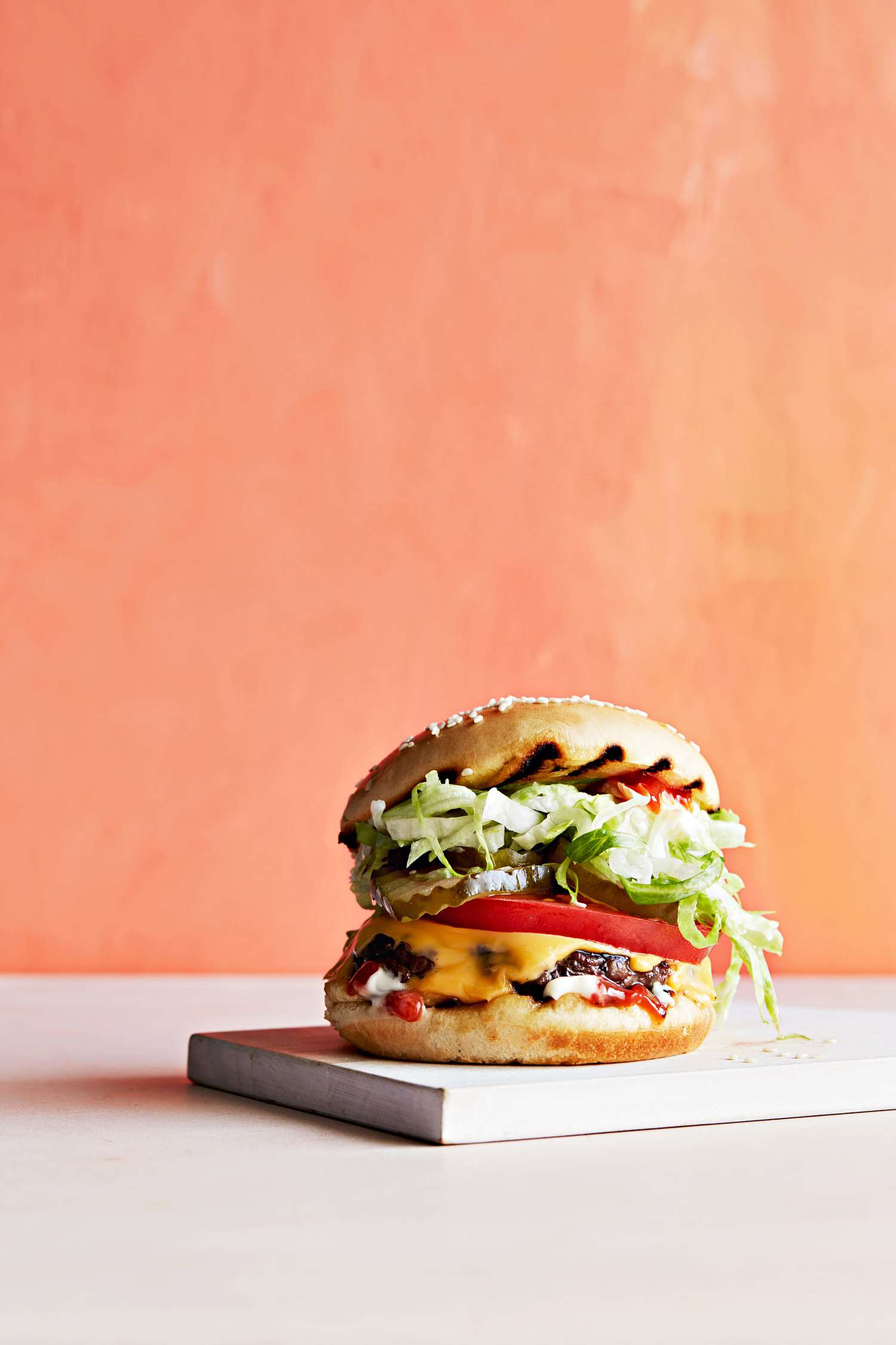 burger lettuce tomato pickle cheese