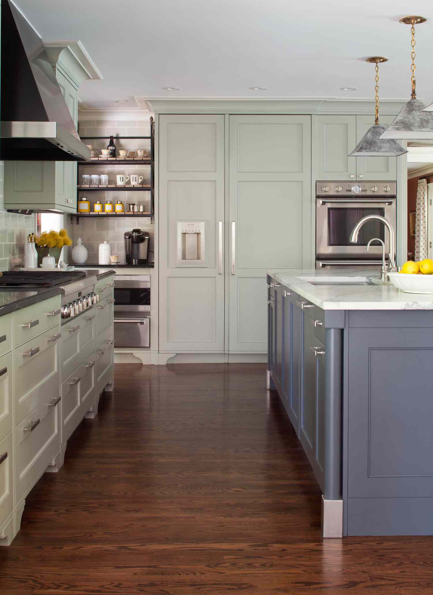 blue and green cabinet combination