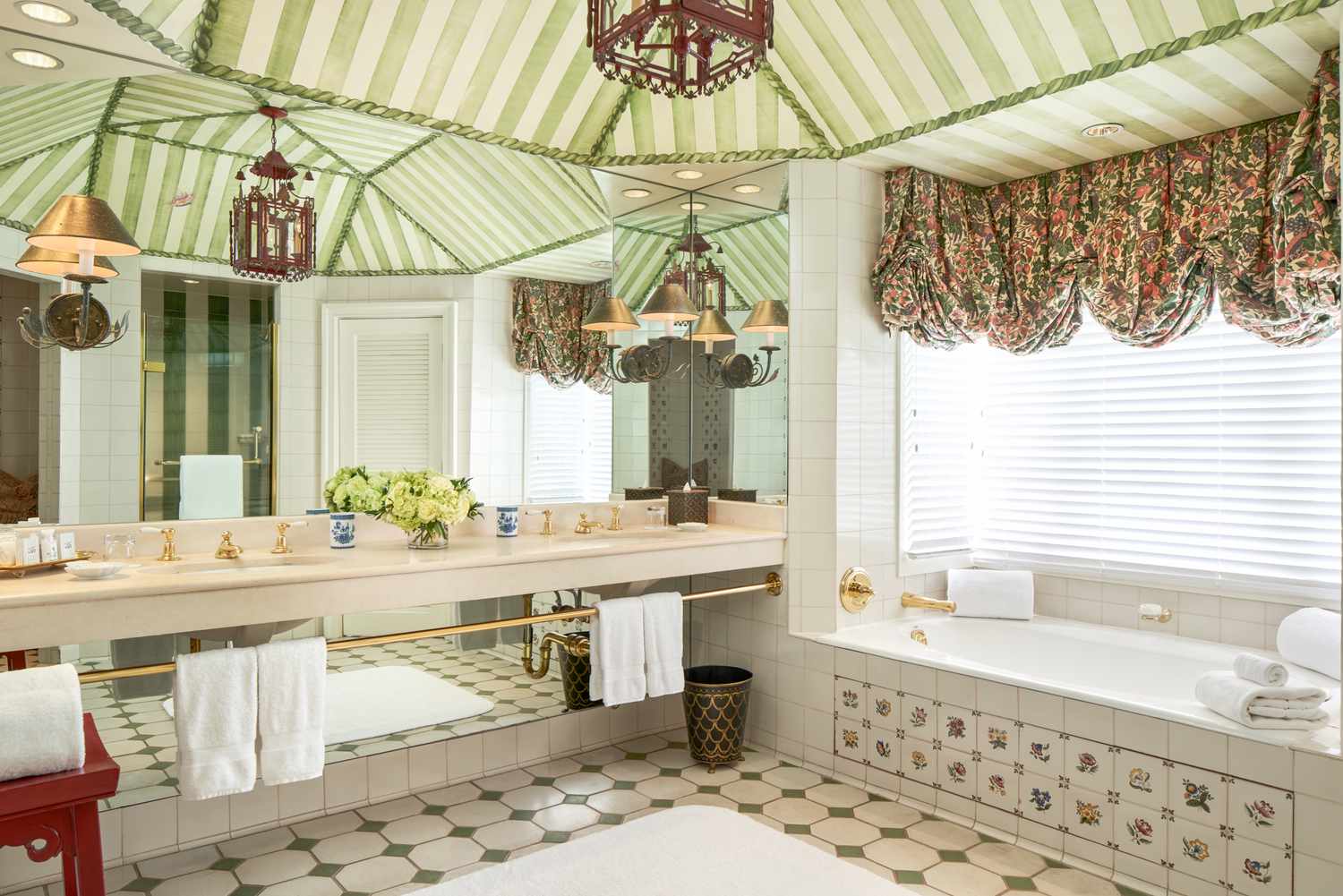 green mural wallpaper for bathroom