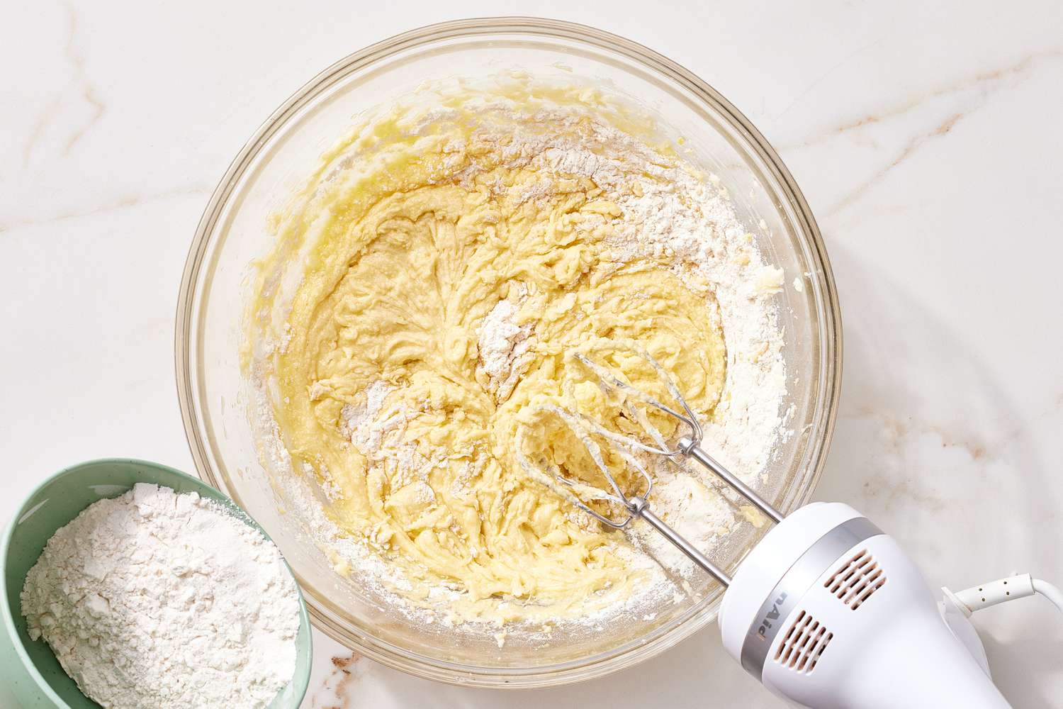 Mixing batter for Vanilla Pound Cake