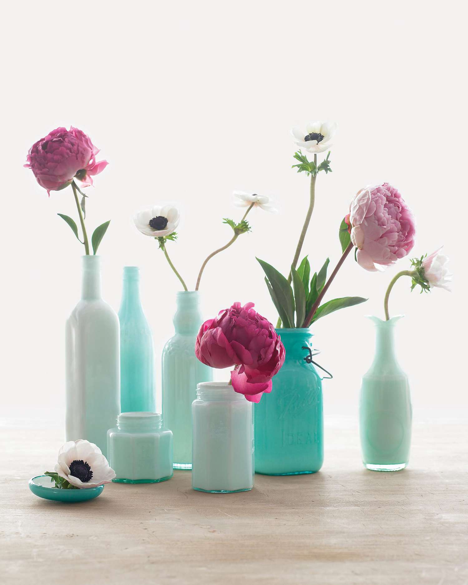 bottles with flowers
