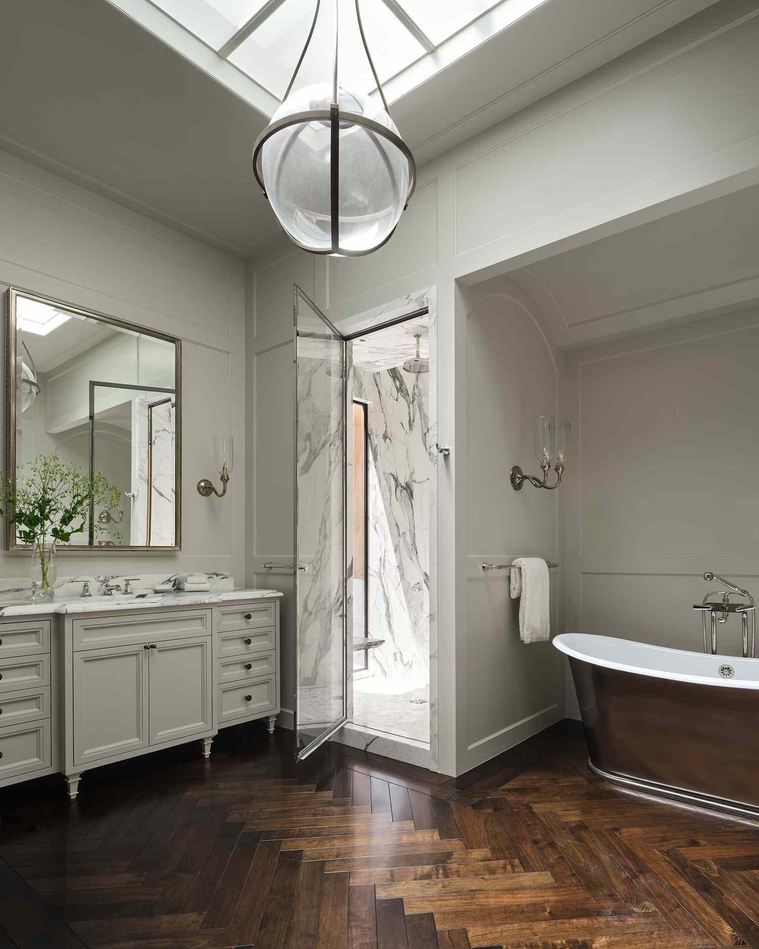 walk in shower white marble