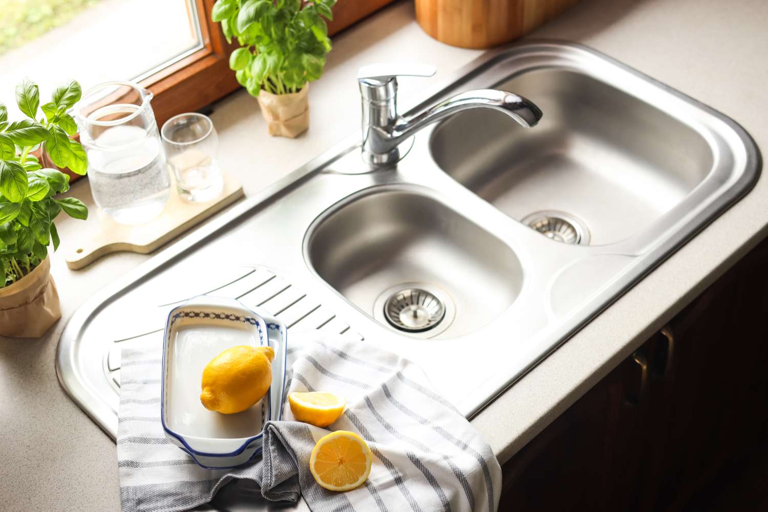 Using lemon to clean faucet