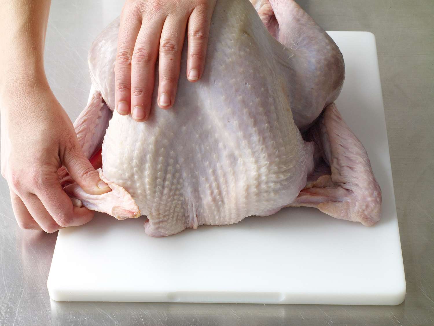 turkey prep stuffing tucking wings