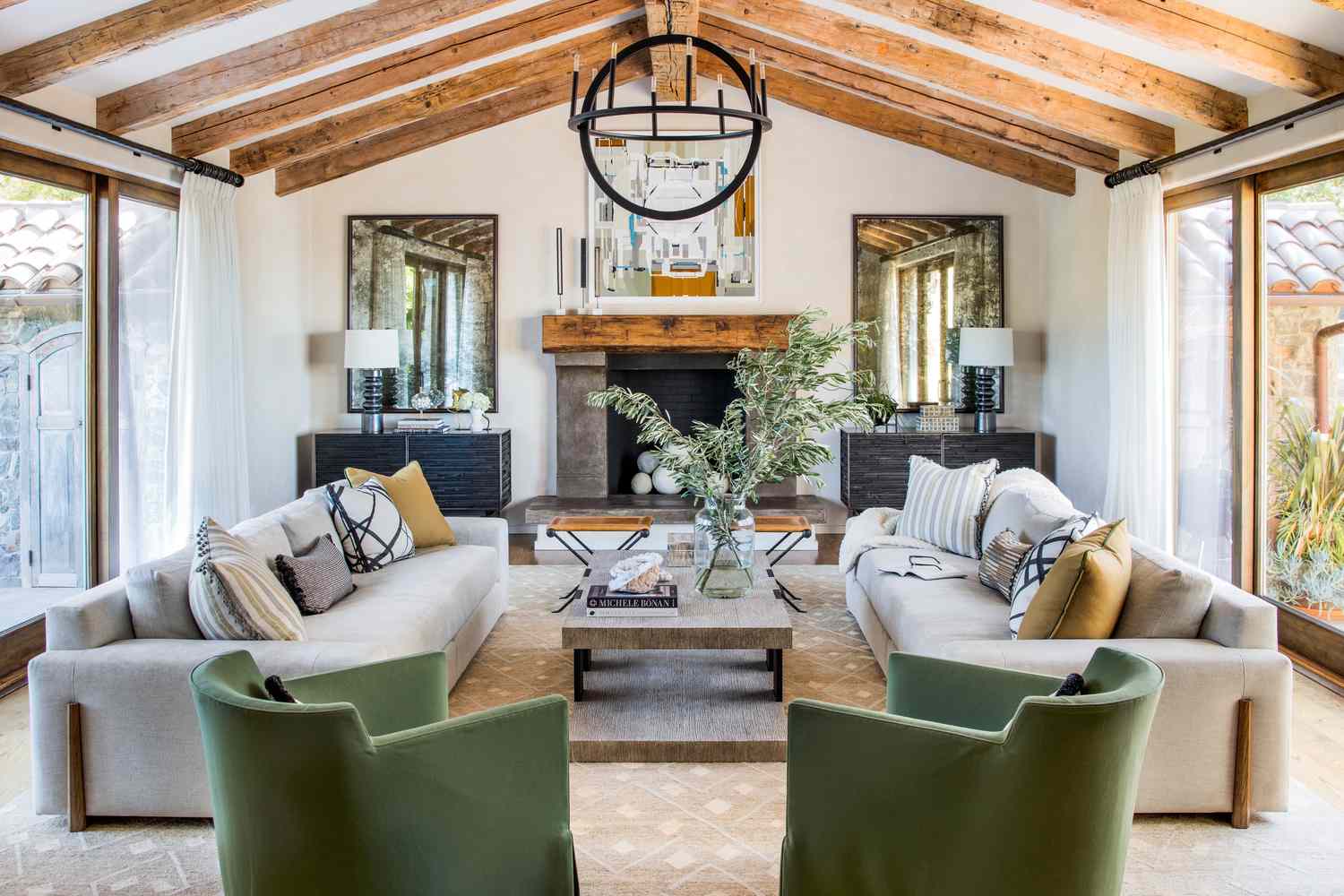 neutral farmhouse-style living room