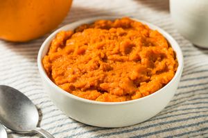 Organic Raw Orange Pumpkin Puree in a Bowl