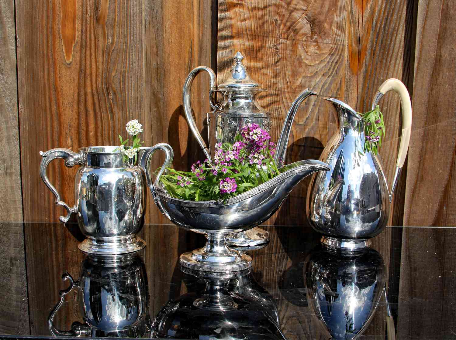 vintage pitcher flowers