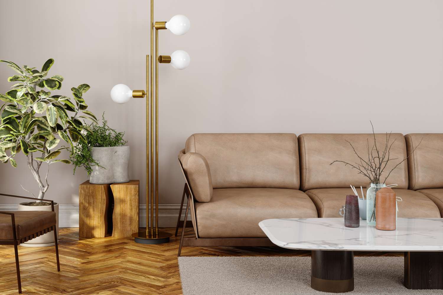 greige basement room