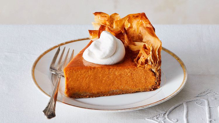 five spice pumpkin pie with phyllo crust
