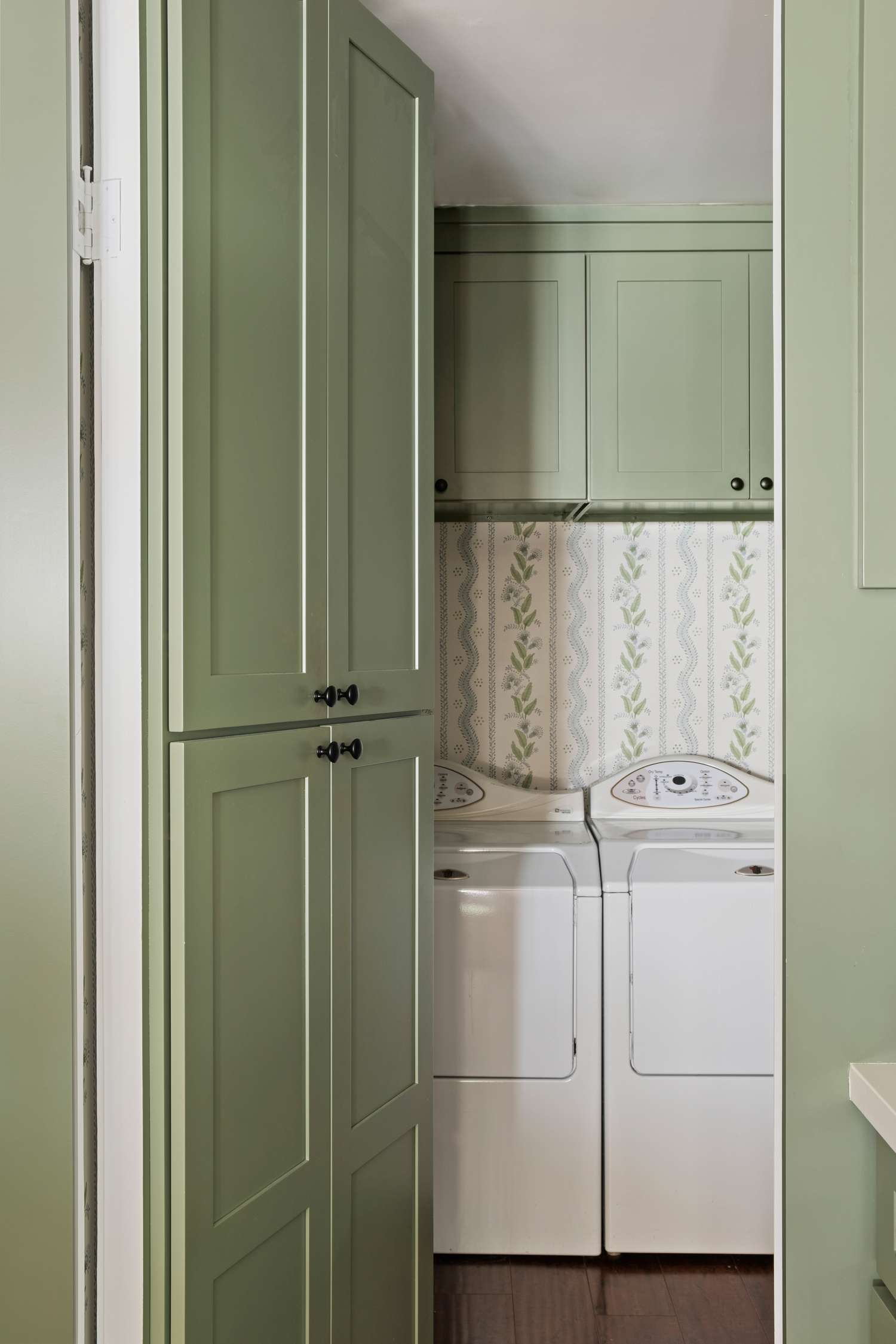 Sage green laundry room color