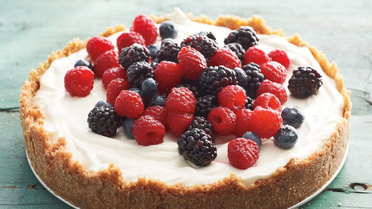 No-Cook Red, White, and Blue Cheesecake