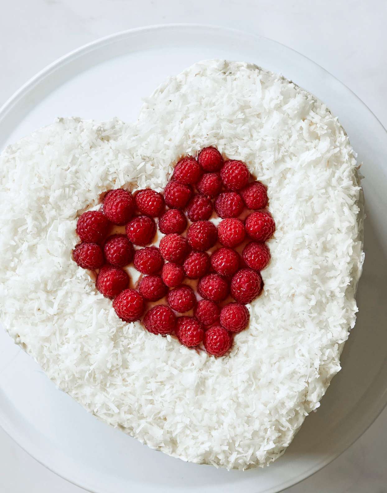 coconut raspberry heart cake