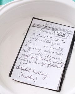 handwritten recipe on pie plate step 1