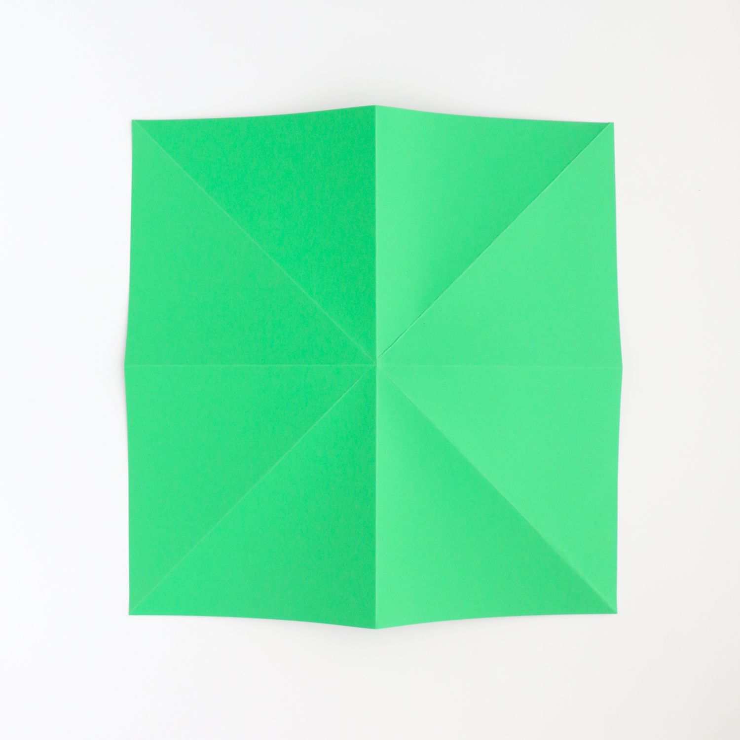 Piece of green paper with creases. 