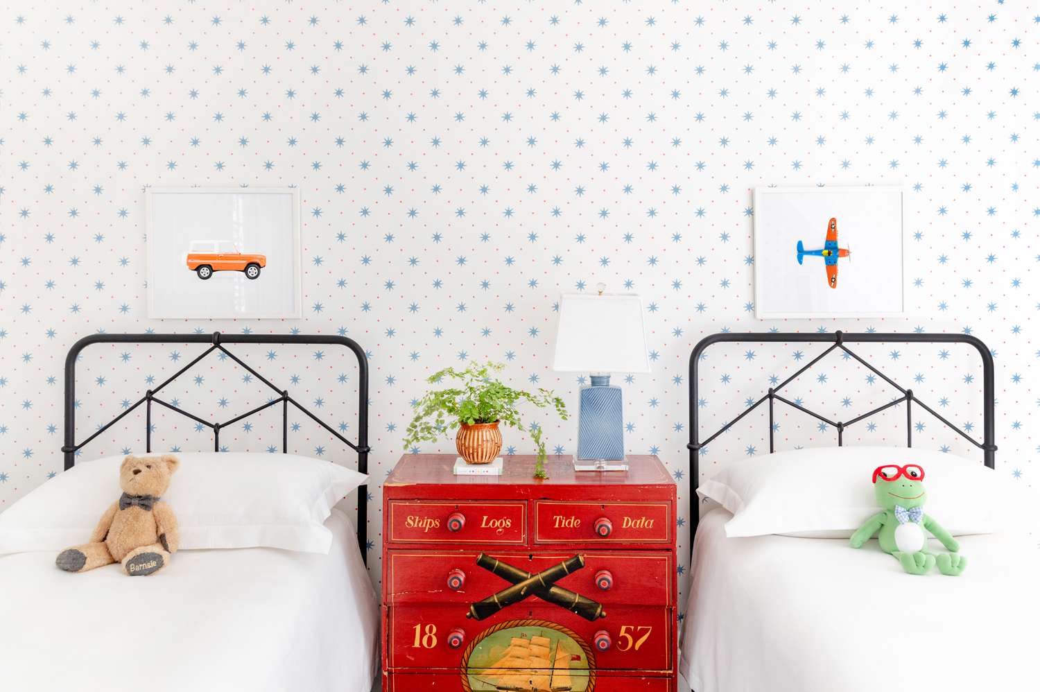 Child's room with red dresser