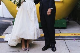pia davide wedding couple in front of lemon car
