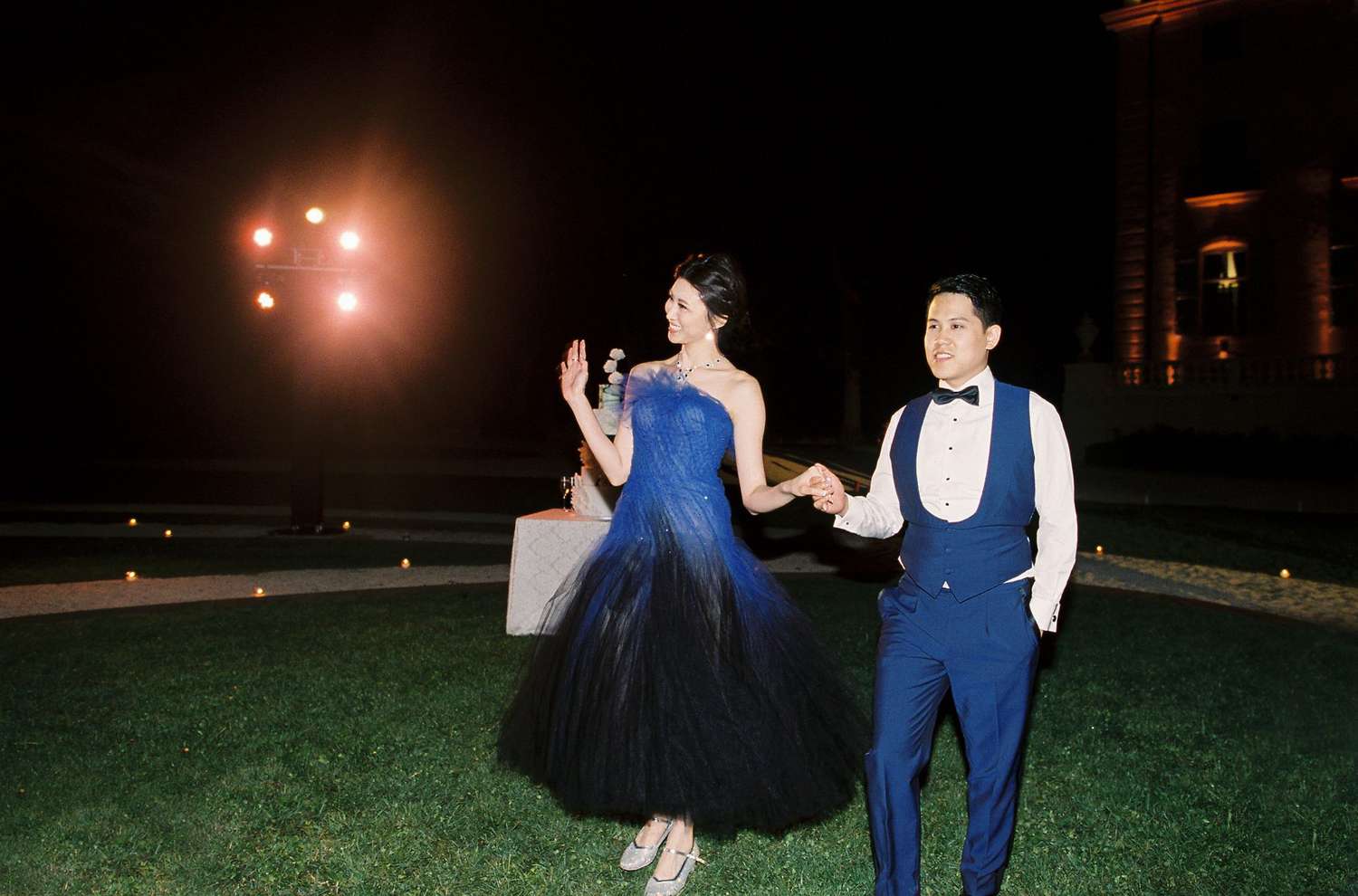 janet patrick wedding reception dress blue