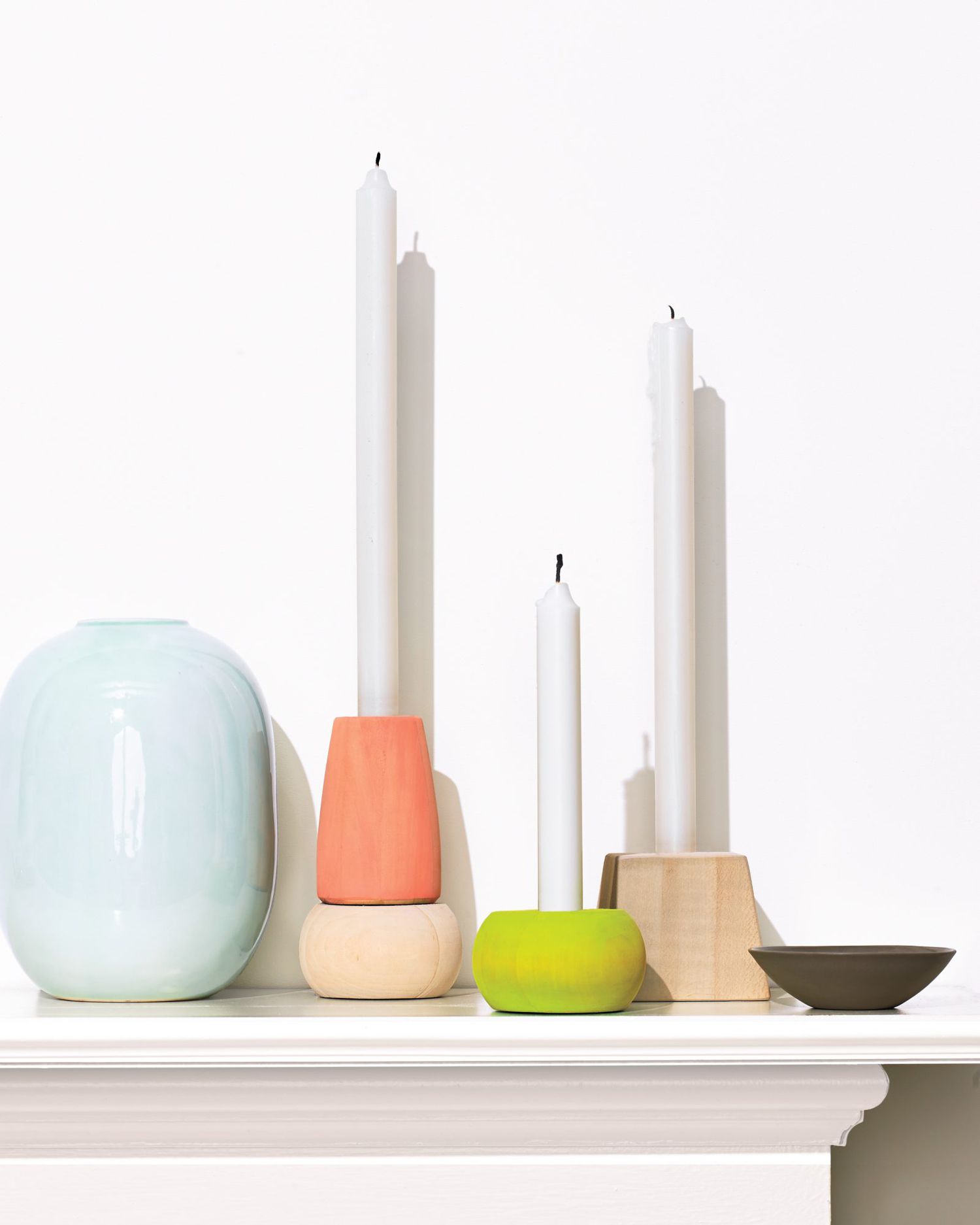 painted wooden candleholders