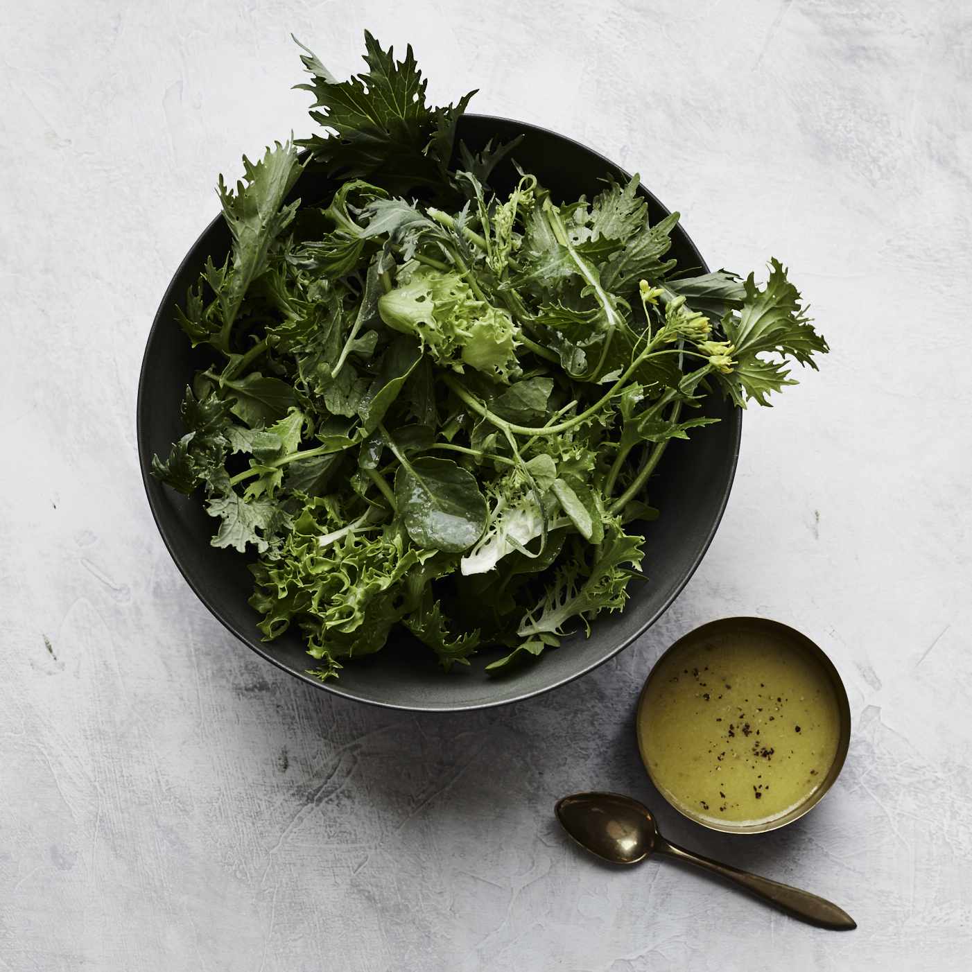 peppery greens with meyer lemon dressing