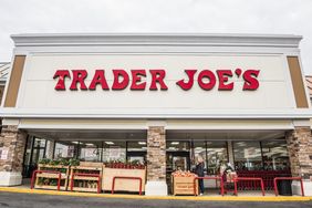 Exterior view of a Trader Joes grocery store entrance