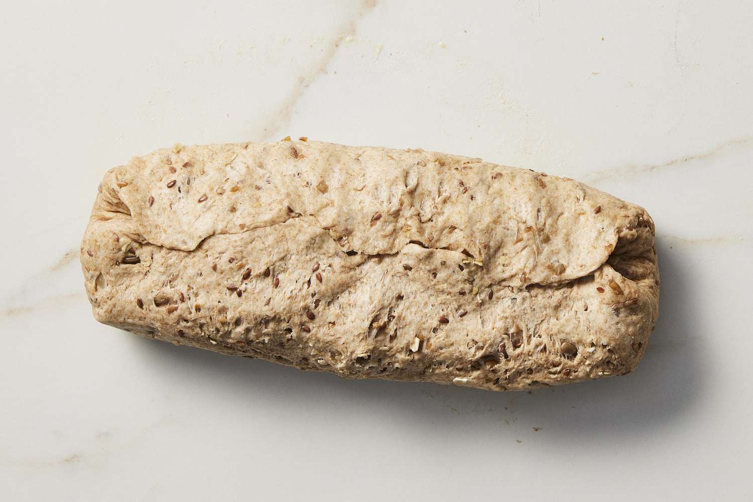 Folded multigrain bread dough