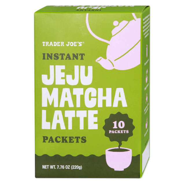 Box of Trader Joes Instant Jeju Matcha Latte packets 10 count