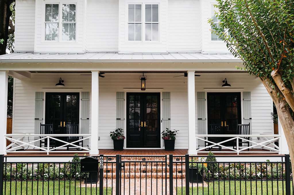 neutral home with black door