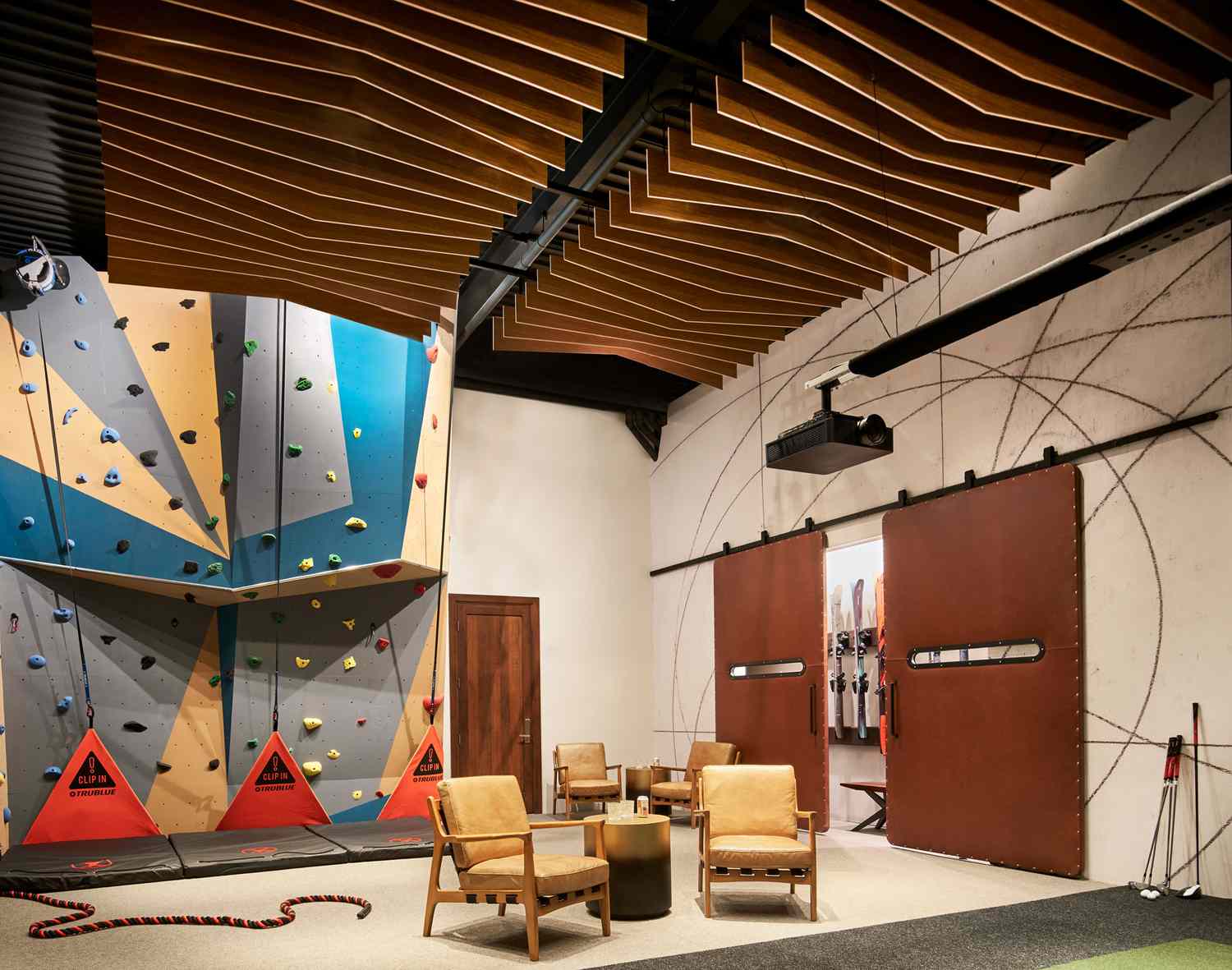 rock climbing wall gaming room