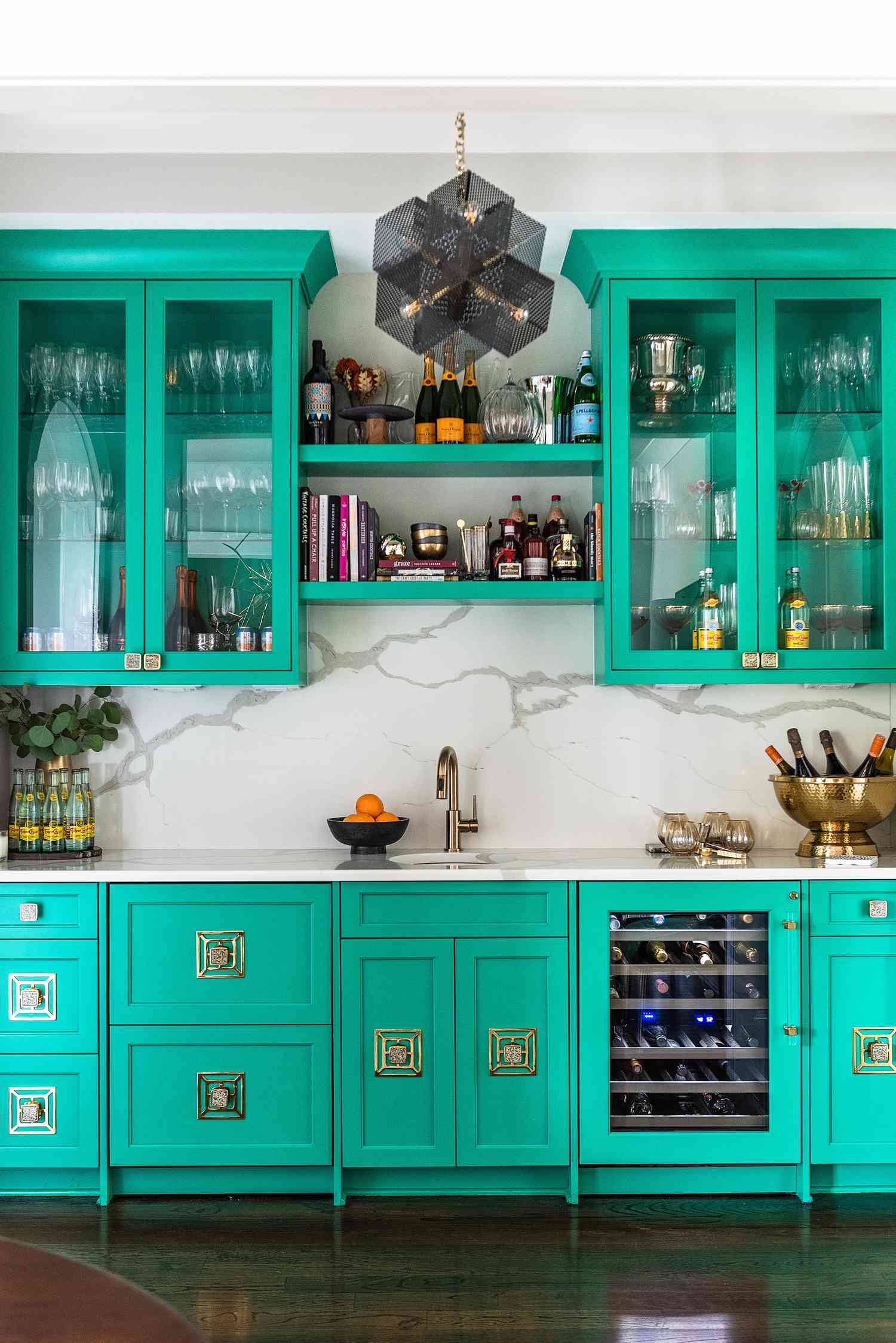 Teal home bar